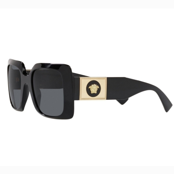 NEW VERSACE WOMEN\'S SUNGLASSES VE4405 GB/87 SQUARE VE4405 BLACK EYEWEAR …